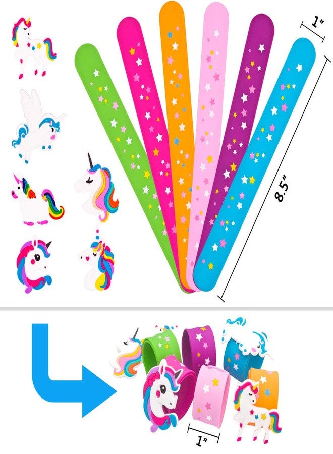 Tense 6 Pcs Colorful Star Slap Bracelets, Silicone Unicorn Wristband for Kids Boys & Girls Birthday Party Supplies Favors - Image 3